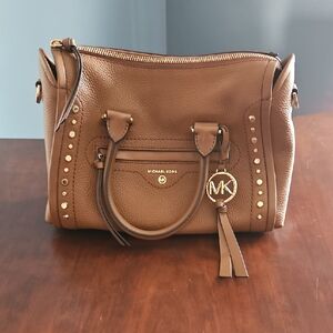 Michael Kors Brown Satchel with Gold Studded Detailing